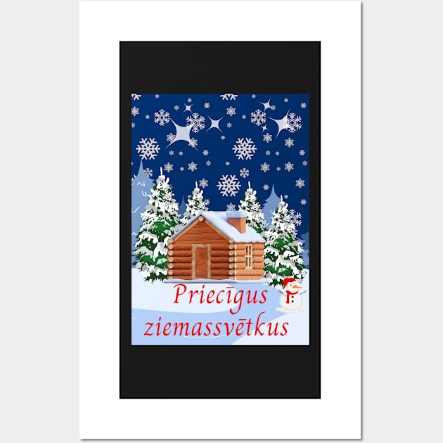 Priecīgus ziemassvētkus latvian Wall Art by LukjanovArt